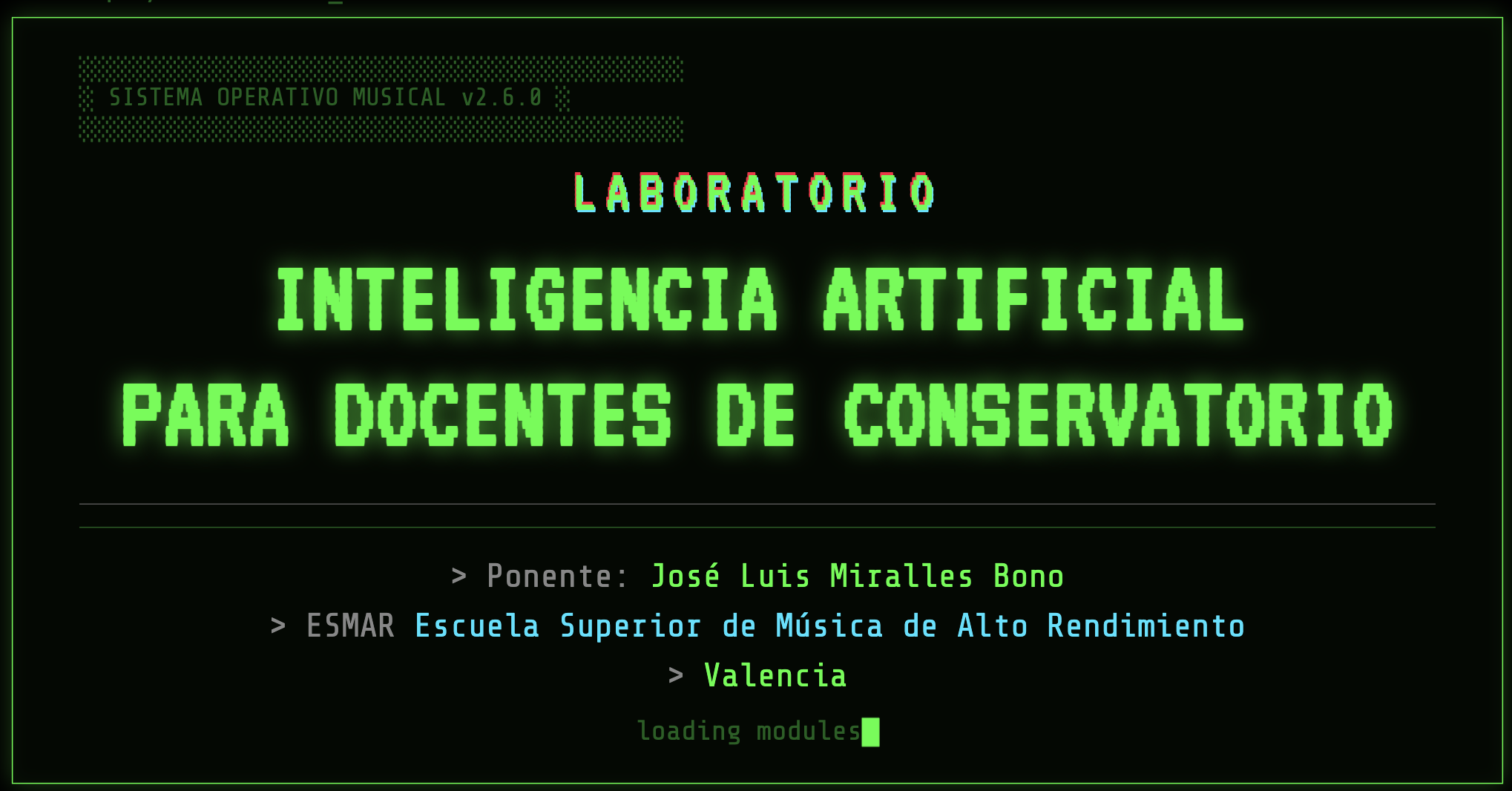 Cartel del laboratorio Inteligencia artificial para docentes de conservatorio, ESMAR, 2026
